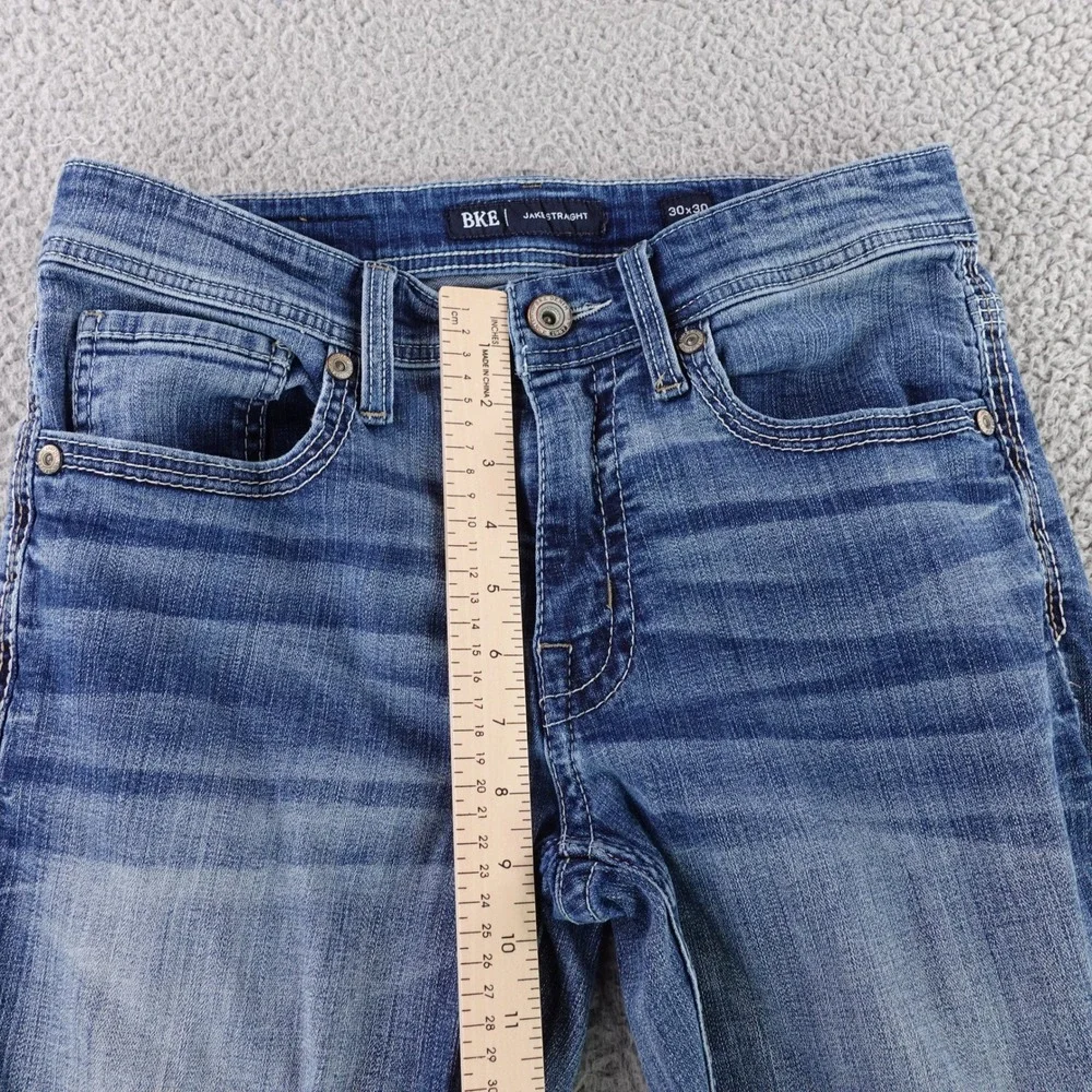 BKE Jake Straight Jeans Mens 30x30 Blue Medium Wash Stretch Denim Nice Fade 8665